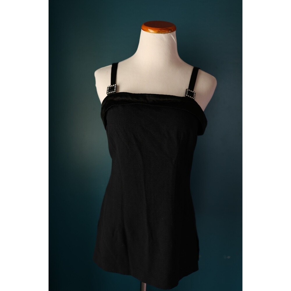 Vintage Dawn Joy Y2K 90s Rhinestone Buckle Whimsigoth Square Neck Tank Top